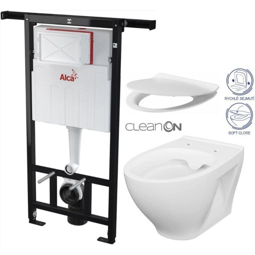 Předstěnový instalační systém bez tlačítka + WC CERSANIT CLEANON MODUO + SEDÁTKO AM102/1120 X MO1