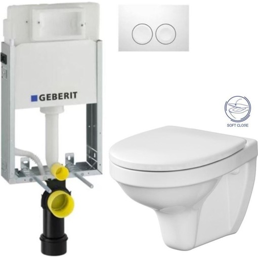 GEBERIT KOMBIFIXBasic vč. bílého tlačítka DELTA 21 + WC CERSANIT DELFI + SOFT SEDÁTKO 110.100.00.1 21BI DE2
