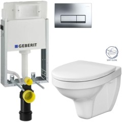 GEBERIT KOMBIFIXBasic vč. chromového tlačítka DELTA 51 + WC CERSANIT DELFI + SOFT SEDÁTKO 110.100.00.1 51CR DE2