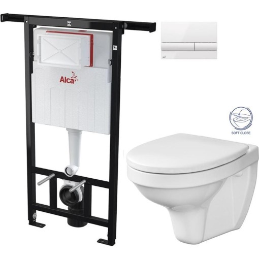 Předstěnový instalační systém s bílým tlačítkem M1710 + WC CERSANIT DELFI + SOFT SEDÁTKO AM102/1120 M1710 DE2