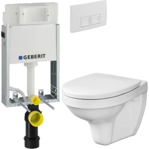 GEBERIT KOMBIFIXBasic vč. bílého tlačítka DELTA 50 + WC CERSANIT DELFI + SEDÁTKO 110.100.00.1 50BI DE1