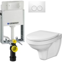 GEBERIT KOMBIFIXBasic vč. bílého tlačítka DELTA 21 + WC CERSANIT DELFI + SEDÁTKO 110.100.00.1 21BI DE1