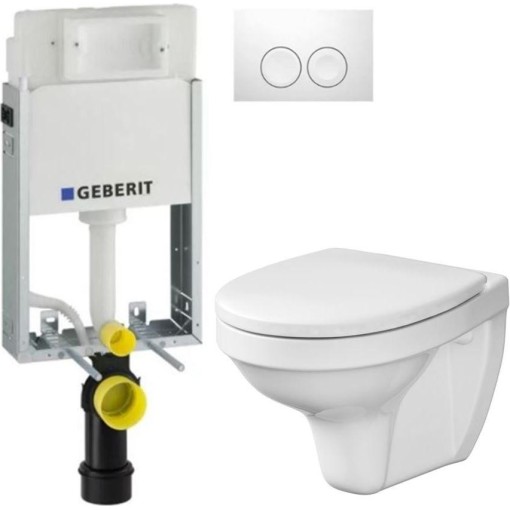 GEBERIT KOMBIFIXBasic vč. bílého tlačítka DELTA 21 + WC CERSANIT DELFI + SEDÁTKO 110.100.00.1 21BI DE1