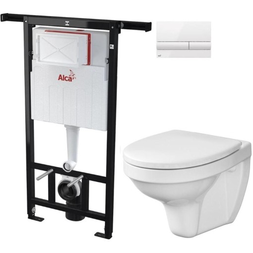 Předstěnový instalační systém s bílým tlačítkem M1710 + WC CERSANIT DELFI + SEDÁTKO AM102/1120 M1710 DE1