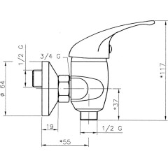 NOVASERVIS - Sprchová baterie bez příslušenství 150 mm Titania Iris chrom 92060/1,0