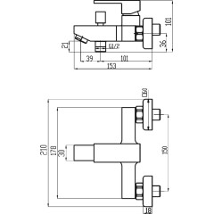 NOVASERVIS - Vanová baterie bez příslušenství 150 mm Titania CUBE chrom 98820/1,0