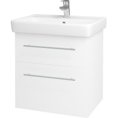 Dřevojas - Koupelnová skříň Q MAX SZZ2 60 - N01 Bílá lesk / Úchytka T02 / L01 Bílá vysoký lesk (60117B)