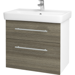 Dřevojas - Koupelnová skříň Q MAX SZZ2 70 - N01 Bílá lesk / Úchytka T02 / D03 Cafe (68410B)