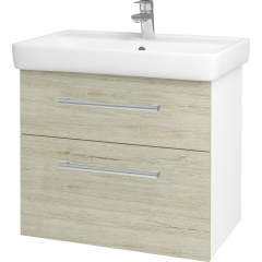 Dřevojas - Koupelnová skříň Q MAX SZZ2 70 - N01 Bílá lesk / Úchytka T03 / D05 Oregon (61732C)