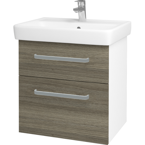 Dřevojas - Koupelnová skříň Q MAX SZZ2 60 - N01 Bílá lesk / Úchytka T01 / D03 Cafe (68403A)