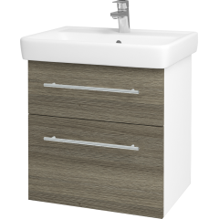 Dřevojas - Koupelnová skříň Q MAX SZZ2 60 - N01 Bílá lesk / Úchytka T02 / D03 Cafe (68403B)