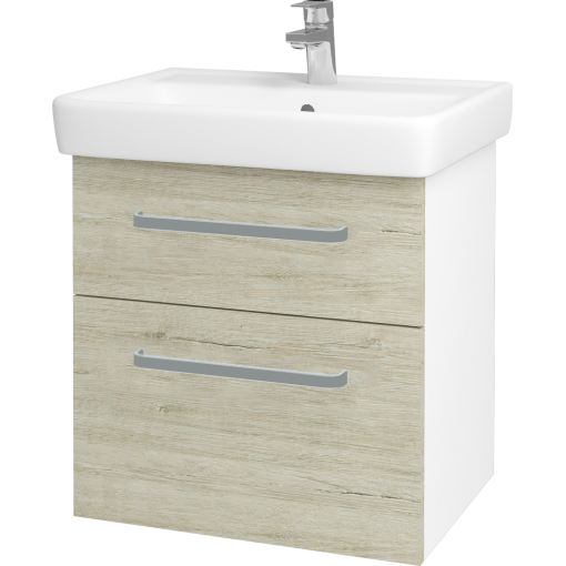 Dřevojas - Koupelnová skříň Q MAX SZZ2 60 - N01 Bílá lesk / Úchytka T01 / D05 Oregon (61725A)