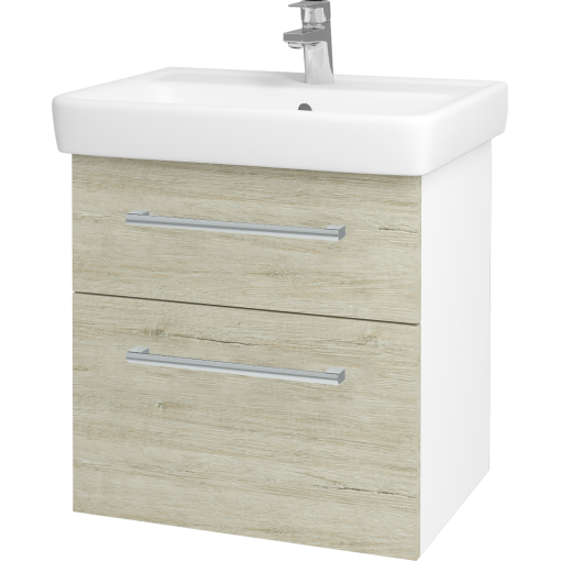 Dřevojas - Koupelnová skříň Q MAX SZZ2 60 - N01 Bílá lesk / Úchytka T03 / D05 Oregon (61725C)