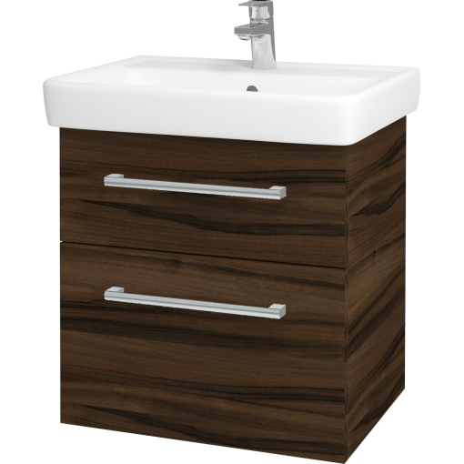 Dřevojas - Koupelnová skříň Q MAX SZZ2 60 - D06 Ořech / Úchytka T03 / D06 Ořech (60353C)