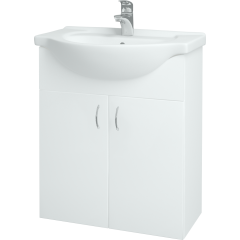 Dřevojas - Koupelnová skříň PLUTO SZD2 65 - N01 Bílá lesk / N01 Bílá lesk (52341)