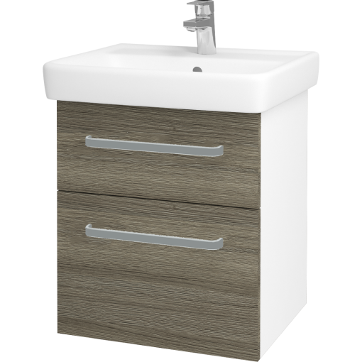 Dřevojas - Koupelnová skříň Q MAX SZZ2 55 - N01 Bílá lesk / Úchytka T01 / D03 Cafe (68397A)