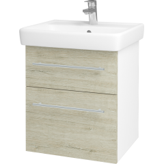 Dřevojas - Koupelnová skříň Q MAX SZZ2 55 - N01 Bílá lesk / Úchytka T02 / D05 Oregon (61718B)