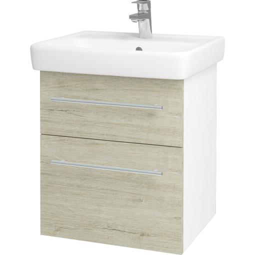 Dřevojas - Koupelnová skříň Q MAX SZZ2 55 - N01 Bílá lesk / Úchytka T02 / D05 Oregon (61718B)