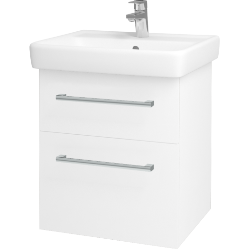 Dřevojas - Koupelnová skříň Q MAX SZZ2 55 - N01 Bílá lesk / Úchytka T03 / L01 Bílá vysoký lesk (61251C)