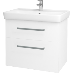 Dřevojas - Koupelnová skříň Q MAX SZZ2 70 - N01 Bílá lesk / Úchytka T01 / L01 Bílá vysoký lesk (60155A)