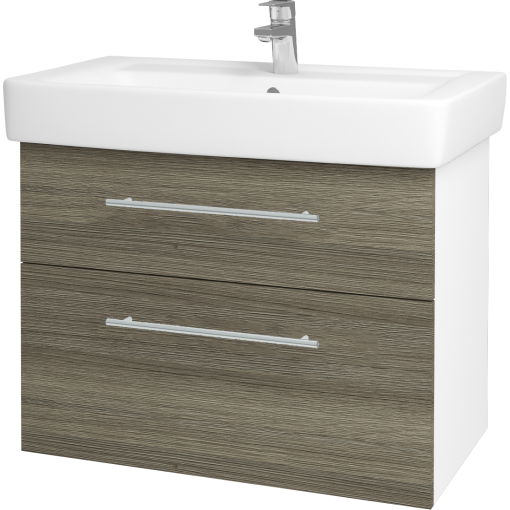 Dřevojas - Koupelnová skříň Q MAX SZZ2 80 - N01 Bílá lesk / Úchytka T02 / D03 Cafe (68427B)