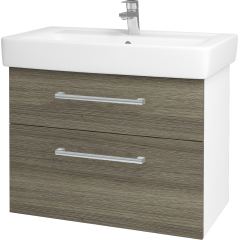 Dřevojas - Koupelnová skříň Q MAX SZZ2 80 - N01 Bílá lesk / Úchytka T03 / D03 Cafe (68427C)