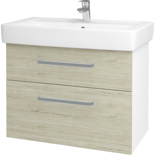 Dřevojas - Koupelnová skříň Q MAX SZZ2 80 - N01 Bílá lesk / Úchytka T01 / D05 Oregon (61749A)