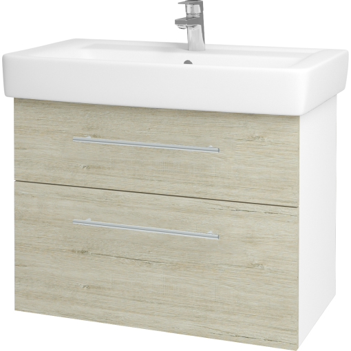 Dřevojas - Koupelnová skříň Q MAX SZZ2 80 - N01 Bílá lesk / Úchytka T02 / D05 Oregon (61749B)