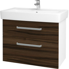 Dřevojas - Koupelnová skříň Q MAX SZZ2 80 - N01 Bílá lesk / Úchytka T01 / D06 Ořech (60278A)