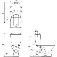 CERSANIT - WC KOMBI 696 CERSANIA SIMPLEON 010 3/6L+DUROPLAST SLIM SEDÁTKO SOFTCLOSE K11-2338