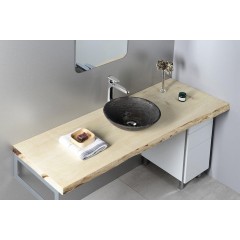 SAPHO - BLOK 1 kamenné umyvadlo na desku Ø 40cm, matný tmavý kámen 2401-02