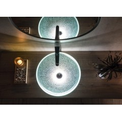 SAPHO - ICE skleněné umyvadlo na desku Ø 42cm, čirá s pískováním 2501-04