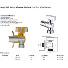 AQUALINE - Pračkový kulový ventil se zpětným ventilem 1/2"x3/4" - L, chrom 5310