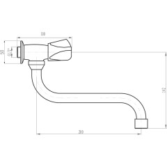 AQUALINE - Nástěnný ventil 1/2", otočná hubice, chrom ZY1812