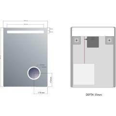 SAPHO - ASTRO zrcadlo s LED osvětlením 60x80cm, kosmetické zrcátko MIRL2