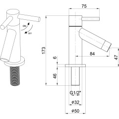 AQUALINE - Stojánkový kulový ventil 1/2", 128, chrom ZY12045