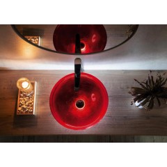 SAPHO - MURANO ROSSO IMPERO skleněné umyvadlo na desku, průměr 40cm, červená AL5318-63