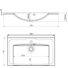 SAPHO - MARIA umyvadlo, litý mramor, 75x46cm, bílá MA075