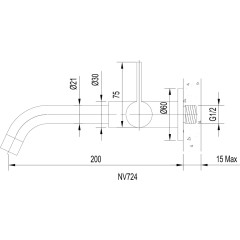 SAPHO - TORI nástěnný ventil, 1/2", chrom NV724
