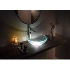 SAPHO - RIPPLE skleněné umyvadlo na desku Ø 42cm, čirá s motivem 2501-18