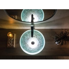 SAPHO - RIPPLE skleněné umyvadlo na desku Ø 42cm, čirá s motivem 2501-18