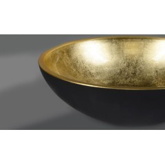 SAPHO - MURANO BLACK-GOLD skleněné umyvadlo na desku, průměr 40cm, černá/zlatá AL5318-77