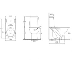 AQUALINE - RIGA WC kombi, dvojtlačítko 3/6l, spodní odpad, bílá RG801