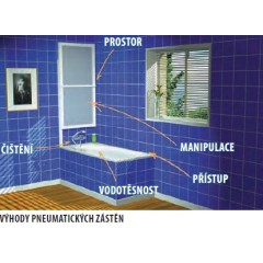POLYSAN - ODESSA vanová zástěna s pneumatickým zdvihem, š. 970, stříbrná, čiré sklo 37127