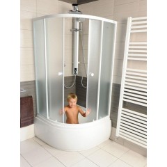 AQUALINE - ARLEN čtvrtkruhová sprchová zástěna 900x900x1500 sklo Brick BTR903