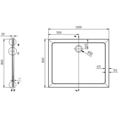 AQUALINE - TECMI sprchová vanička z litého mramoru, obdélník 100x80cm, bílá PQ10080