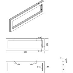 SAPHO - Podpěrná konzole 490x150x20, lakovaná ocel, černá mat, 1 ks 30360