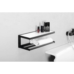 SAPHO - SKA nástěnná police 450x140x160, černá mat s bílou MDF deskou SKA401