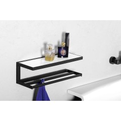 SAPHO - SKA nástěnná police 450x140x160, černá mat s bílou MDF deskou SKA401