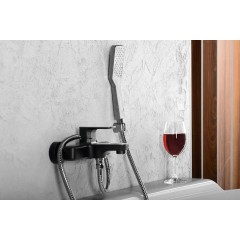 SAPHO - SPY nástěnná vanová baterie, černá mat PY10/15